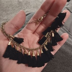 Gold and Black Fringe Charm Bracelet